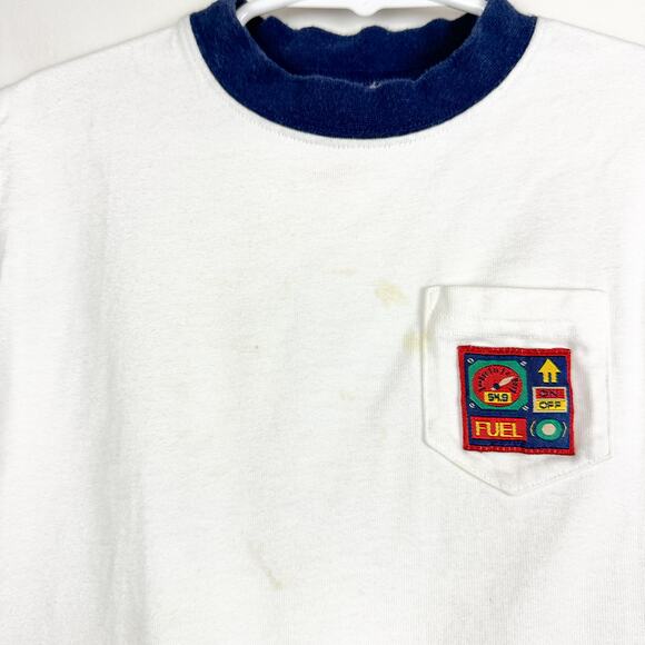 Vintage 90s Gymboree Parachute Print Pocket Tee Shirt White STAINED - Boys Small - Picture 3 of 9